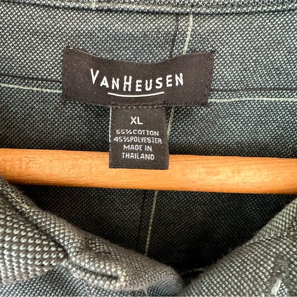 SOLD Van Heusen Mens Plaid Polo Shirt Green Size Extra Large Golf Short Sleeve - Picture 3 of 3